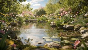 Gartenteich im Frühling, diese eine Maßnahme verhindert laut NABU das Algenproblem im Sommer