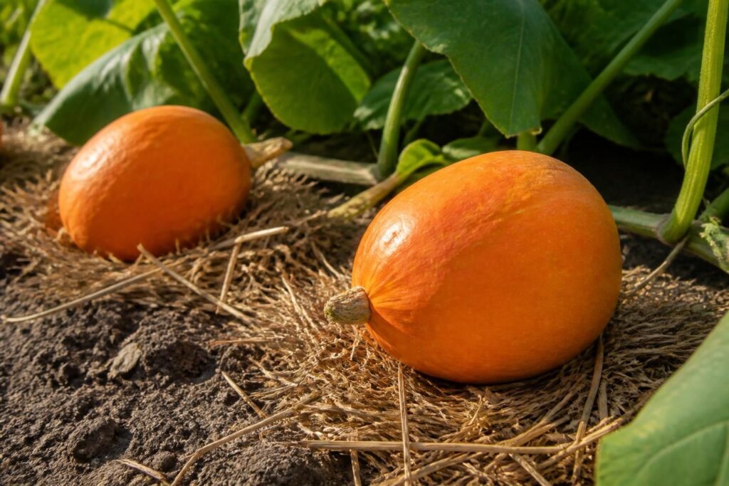 Kürbisfrüchte liegen auf heißer Erde: Diese einfache Unterlage schützt vor Fäulnis und Hitzeschäden