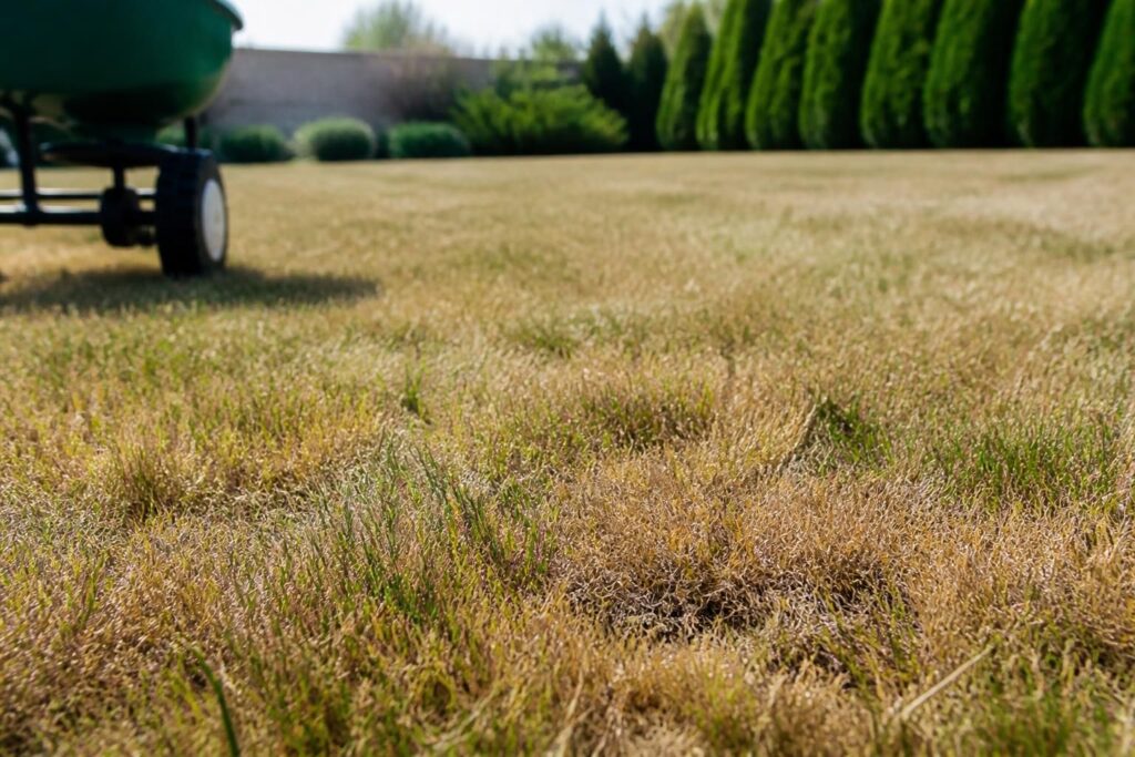 Rasen nach Hitzeschäden düngen? Warum Sie mit diesem Schritt besser bis zur nächsten Wetteränderung warten